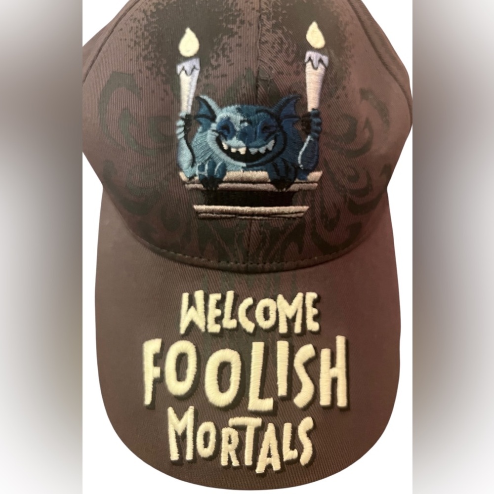 NWOT Disney Parks Haunted Mansion Welcome Foolish Mortals Youth Baseball Cap Hat - Picture 2 of 12